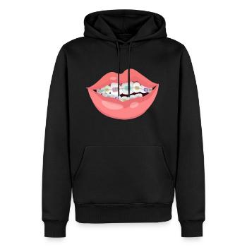 Zahnspange - Männer Premium Bio Hoodie - Schwarz - Vorne - Nico (187cm)