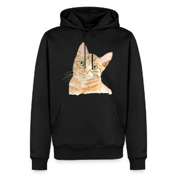 rote Katze - Männer Premium Bio Hoodie - Schwarz - Vorne - Nico (187cm)
