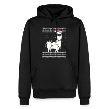 Alpaca Lama Ugly Christmas Funny - Sweat à capuche Premium bio Homme - noir - Devant - Nico (187cm)
