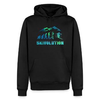 Ski évolution skieur neige hiver - Sweat à capuche Premium bio Homme - noir - Devant - Nico (187cm)