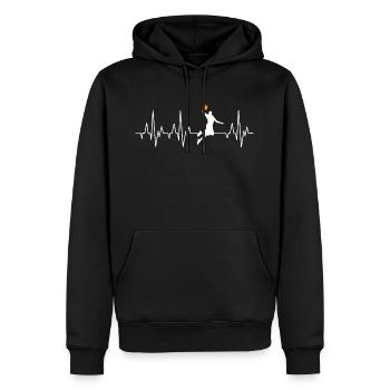 Basketball Herzschlag Basketballer EKG - Männer Premium Bio Hoodie - Schwarz - Vorne - Nico (187cm)