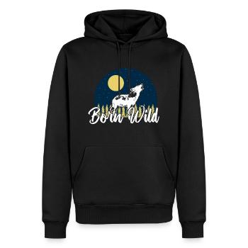 Wolf Tiere Geschenkidee - Männer Premium Bio Hoodie - Schwarz - Vorne - Nico (187cm)