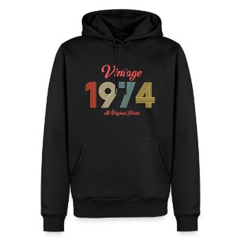 1974 - Männer Premium Bio Hoodie - Schwarz - Vorne - Nico (187cm)