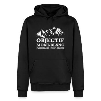 MONT BLANC - SUISSE ITALIE FRANCE - Sweat à capuche Premium bio Homme - noir - Devant - Nico (187cm)