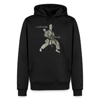 joueur de karaté - Sweat à capuche Premium bio Homme - noir - Devant - Nico (187cm)