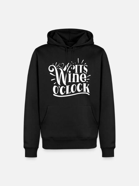 It's Wine O'clock Funny Quote - Men’s Premium Organic Hoodie - black