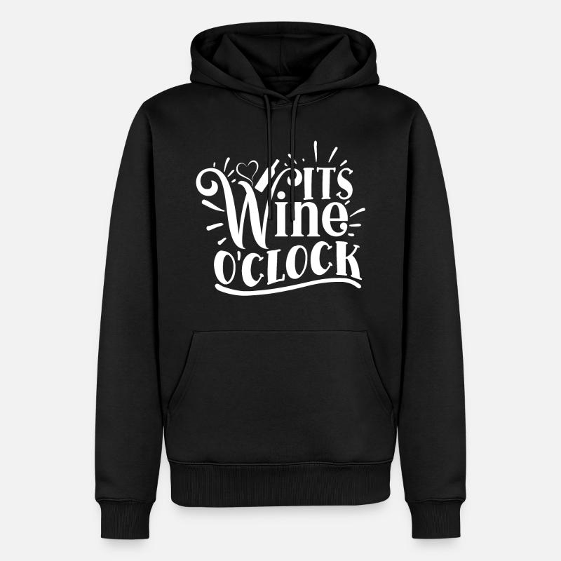 Citation drôle de Wine O'clock - Sweat à capuche Premium bio Homme - noir