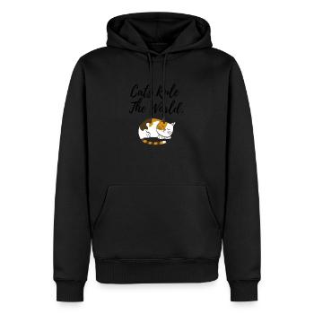 Les chats gouvernent le monde. - Sweat à capuche Premium bio Homme - noir - Devant - Nico (187cm)