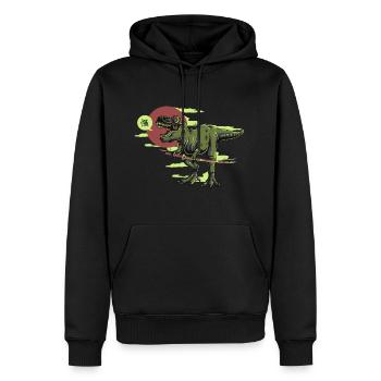 Japonais t-rex japon kaiju anime - Sweat à capuche Premium bio Homme - noir - Devant - Nico (187cm)