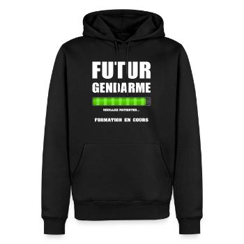 FUTUR GENDARME - Sweat à capuche Premium bio Homme - noir - Devant - Nico (187cm)