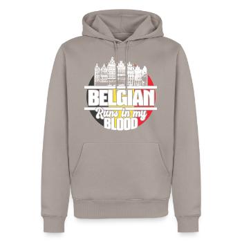 Cadeau de fierté de Belgique - Sweat à capuche Premium bio Homme - taupe - Devant - Nico (187cm)