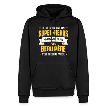 MEILLEUR BEAU-PÈRE - Sweat à capuche Premium bio Homme - noir - Devant - Nico (187cm)