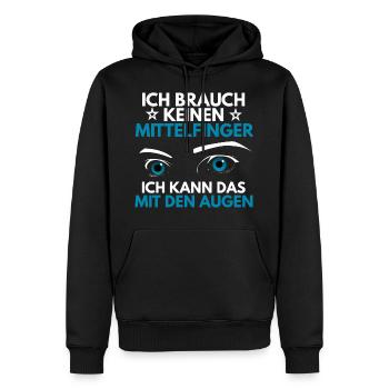 Ich brauch keinen Mittelfinger - Männer Premium Bio Hoodie - Schwarz - Vorne - Nico (187cm)