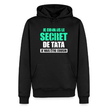 JE VAIS ETRE COUSIN - FUTUR COUSIN - Sweat à capuche Premium bio Homme - noir - Devant - Nico (187cm)