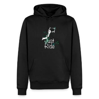 JUST RIDE Freestyle Scooter - Männer Premium Bio Hoodie - Schwarz - Vorne - Nico (187cm)