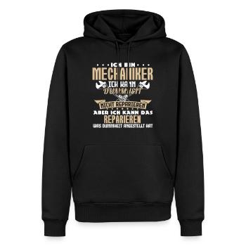 Ich bin Mechaniker ich kann fast alles reparieren - Männer Premium Bio Hoodie - Schwarz - Vorne - Nico (187cm)