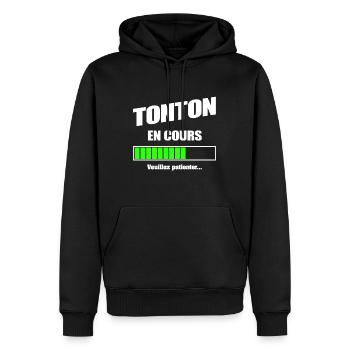 TONTON EN COURS - FUTUR TONTON - Sweat à capuche Premium bio Homme - noir - Devant - Nico (187cm)