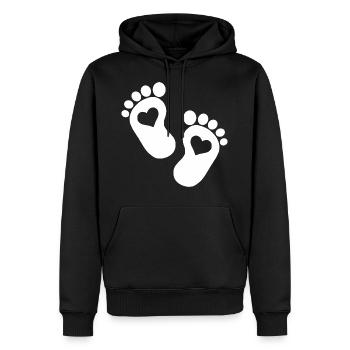 Bébé coeur parents enceintes bébé pieds mignon - Sweat à capuche Premium bio Homme - noir - Devant - Nico (187cm)
