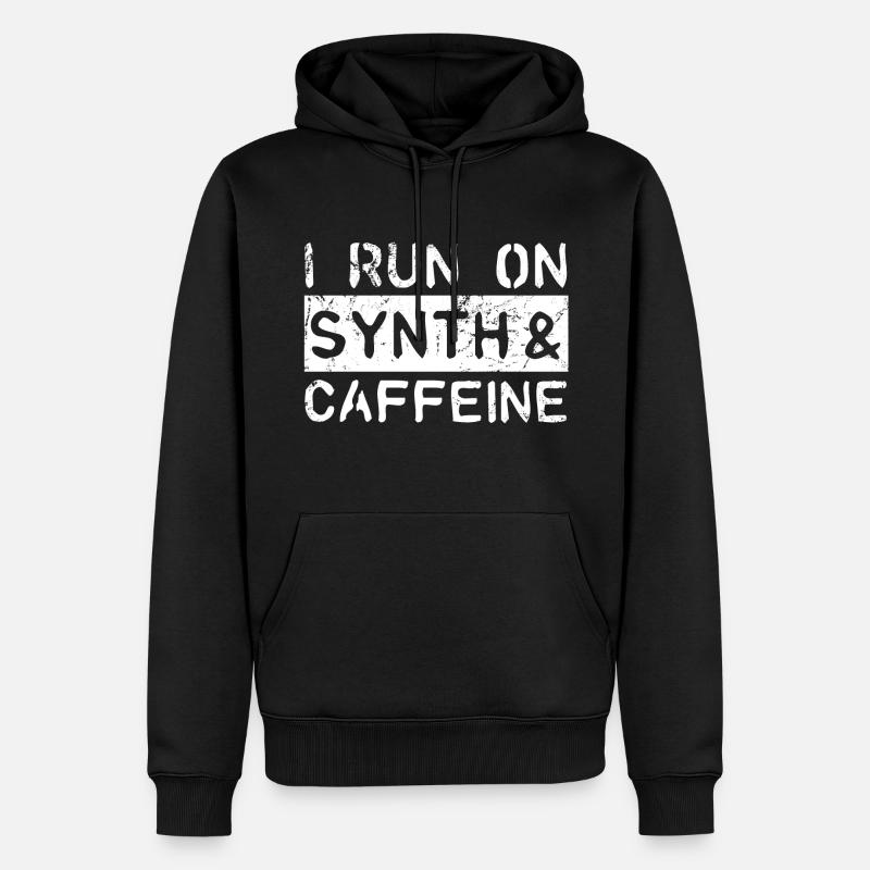 I run on synth & caffeine - Männer Premium Bio Hoodie - Schwarz