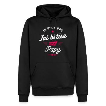 JE PEUX PAS J'AI BÊTISE AVEC PAPY - Sweat à capuche Premium bio Homme - noir - Devant - Nico (187cm)