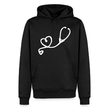Médecin cœur médecin assistant médical femme médecin - Sweat à capuche Premium bio Homme - noir - Devant - Nico (187cm)