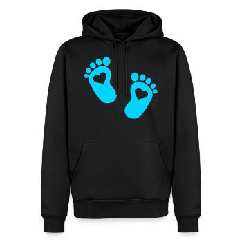 Bébé doux bébé coeur parents Enceinte pieds bébé - Sweat à capuche Premium bio Homme - noir - Devant - Nico (187cm)