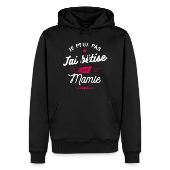 JE PEUX PAS J'AI BÊTISE AVEC MAMIE - Sweat à capuche Premium bio Homme - noir - Devant - Nico (187cm)