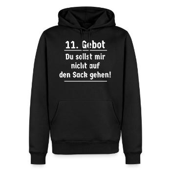 11. Gebot du sollst mir nicht auf den Sack gehen - Männer Premium Bio Hoodie - Schwarz - Vorne - Nico (187cm)