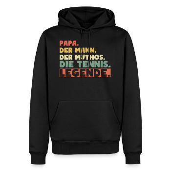 Papa die Tennis Legende Retro - Männer Premium Bio Hoodie - Schwarz - Vorne - Nico (187cm)