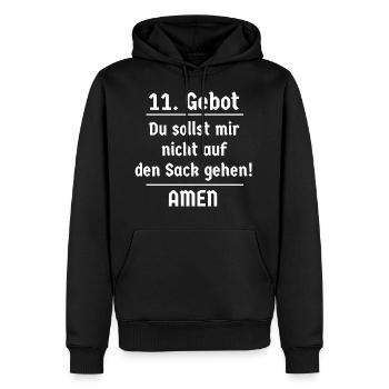 11. Gebot Du sollst mir nicht auf den Sack gehen - Männer Premium Bio Hoodie - Schwarz - Vorne - Nico (187cm)