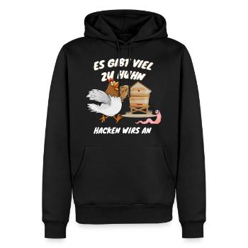Geschenk für Hühnerfan und Hühnerbesitzer mit Huhn - Männer Premium Bio Hoodie - Schwarz - Vorne - Nico (187cm)