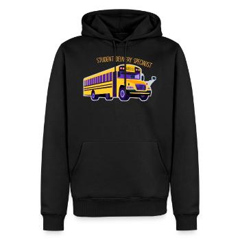 Chauffeur de bus bus scolaire - Étudiant delivery - Sweat à capuche Premium bio Homme - noir - Devant - Nico (187cm)