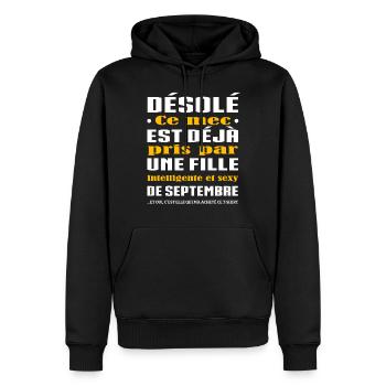 MEC PRIS PAR UNE FILLE DE SEPTEMBRE - Sweat à capuche Premium bio Homme - noir - Devant - Nico (187cm)