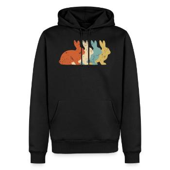 Retro Rabbit Vintage Bunnies - Men’s Premium Organic Hoodie - black - Front - Nico (187cm)