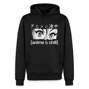 Anime & Chill Kanji - Männer Premium Bio Hoodie - Schwarz - Vorne - Nico (187cm)