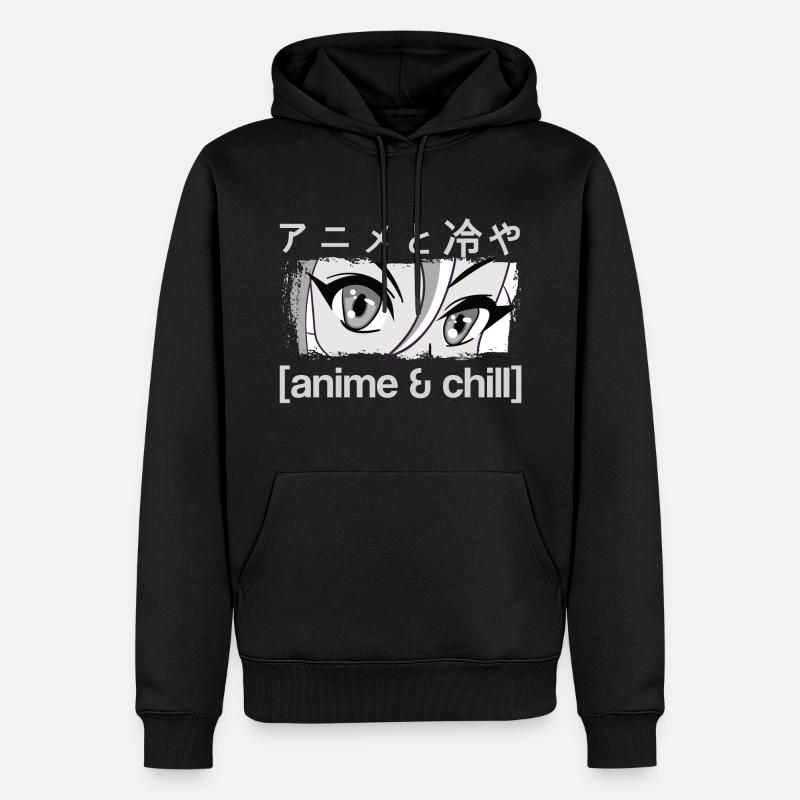 Anime & Chill Kanji - Männer Premium Bio Hoodie - Schwarz
