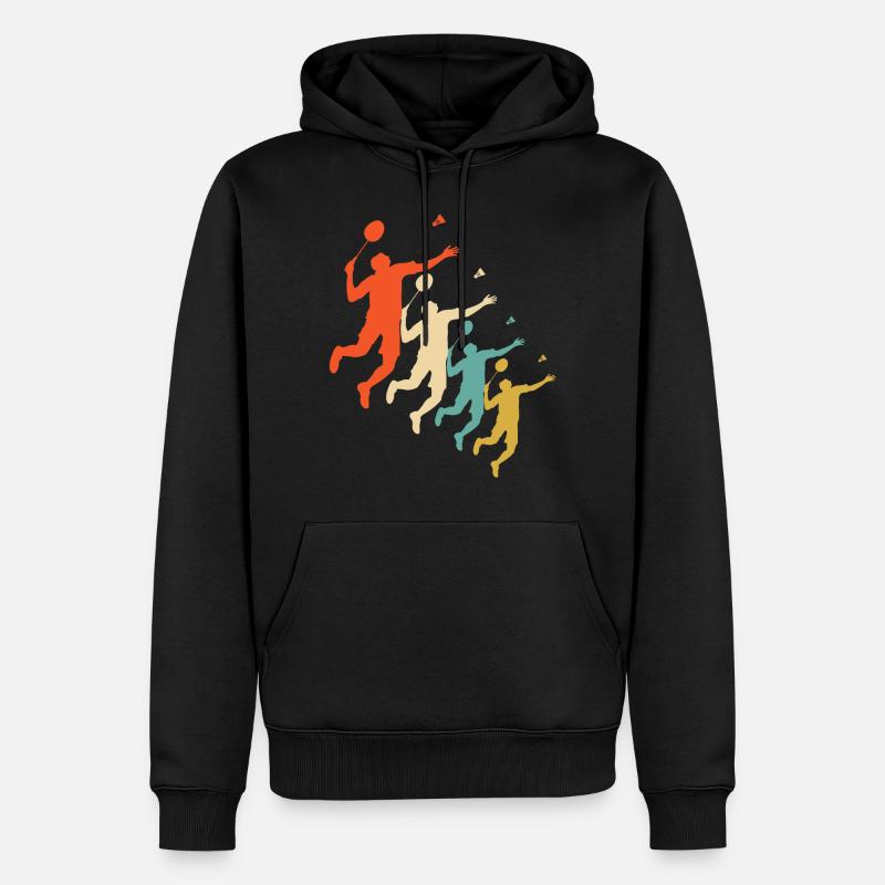 badmintion retro design - Sweat à capuche Premium bio Homme - noir