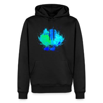 Blauer Farbfleck Hintergrund Deko - Männer Premium Bio Hoodie - Schwarz - Vorne - Nico (187cm)
