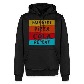 Burger Pizza Cola - Sweat à capuche Premium bio Homme - noir - Devant - Nico (187cm)