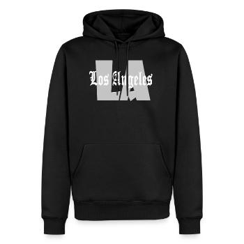 Los Angeles Californie - Sweat à capuche Premium bio Homme - noir - Devant - Nico (187cm)