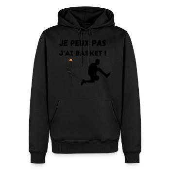 Je peux pas j'ai basket ! (hommes) - Sweat à capuche Premium bio Homme - noir - Devant - Nico (187cm)