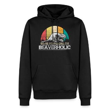 Castor Idée cadeau - Sweat à capuche Premium bio Homme - noir - Devant - Nico (187cm)