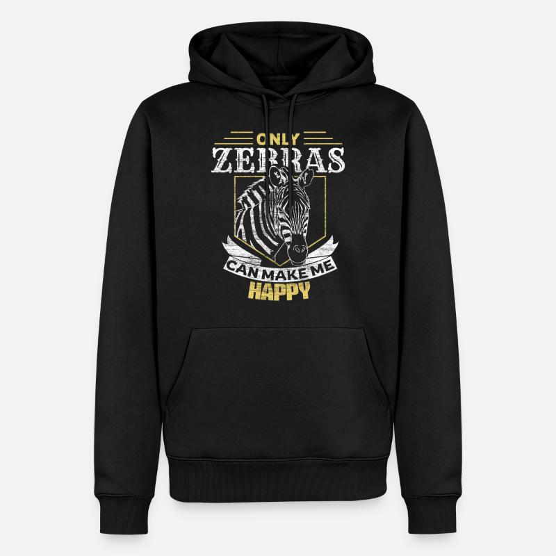 Zebra Steppe Tier - Männer Premium Bio Hoodie - Schwarz