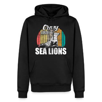 Seelöwe Niedlich Tiere Geschenkidee - Männer Premium Bio Hoodie - Schwarz - Vorne - Nico (187cm)