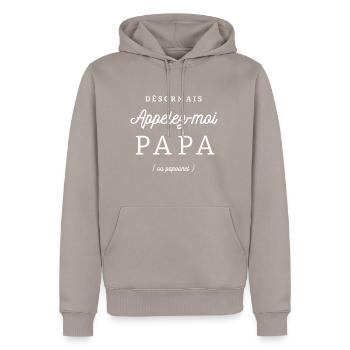 NOUVEAU PAPA - Sweat à capuche Premium bio Homme - taupe - Devant - Nico (187cm)