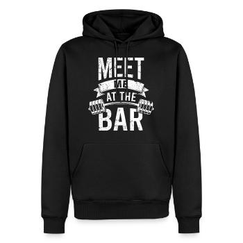 Entraînement Sport de musculation Gym Meet Me At The Bar - Sweat à capuche Premium bio Homme - noir - Devant - Nico (187cm)