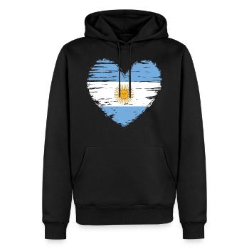 Argentine coeur drapeau blason - Sweat à capuche Premium bio Homme - noir - Devant - Nico (187cm)