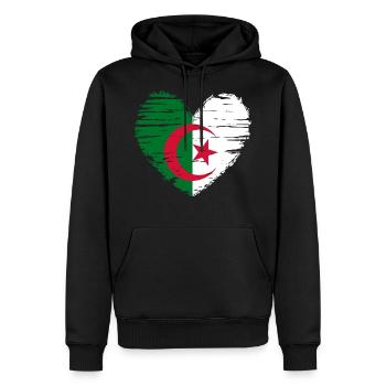 Algerien Herz Flagge Fahne Wappen - Männer Premium Bio Hoodie - Schwarz - Vorne - Nico (187cm)
