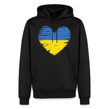 Ukraine coeur drapeau blason - Sweat à capuche Premium bio Homme - noir - Devant - Nico (187cm)