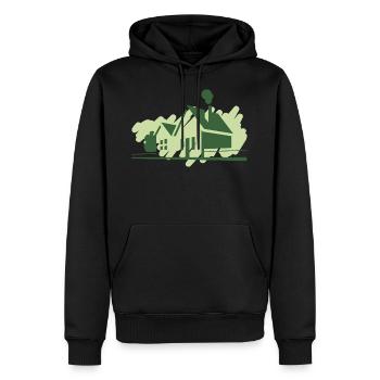 Häuser - Männer Premium Bio Hoodie - Schwarz - Vorne - Nico (187cm)